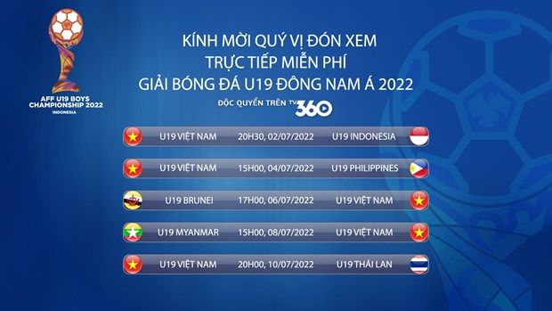 Giải đấu U19 Đông Nam Á 2022 được phát trực tiếp trên kênh sóng nào?