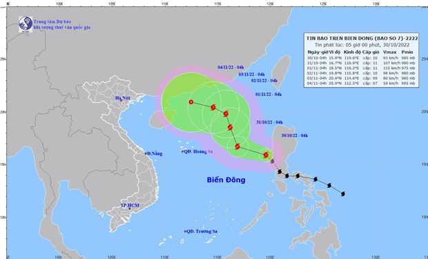 Bão Nalgae đã đi vào Biển Đông, trở thành cơn bão số 7