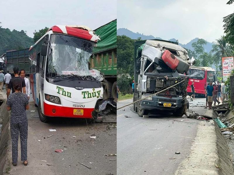 Tuyên Quang: Va chạm giữa xe khách và xe đầu kéo khiến nhiều người thương vong