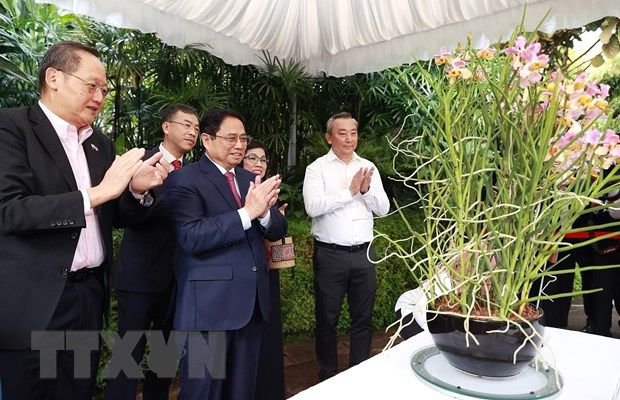 Thủ tướng, Phu nhân dự lễ đặt tên hoa lan tại Vườn Thực vật Singapore