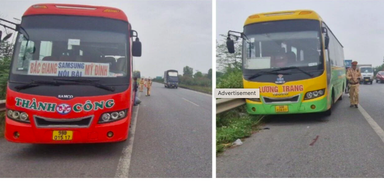 Tạm giữ hai xe khách đánh võng, chèn ép nhau trên cao tốc Hà Nội - Bắc Giang