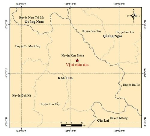 Kon Tum: Xảy ra trận động đất có độ lớn 4.1 tại huyện Kon Plông